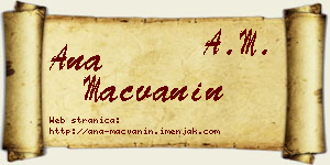 Ana Mačvanin vizit kartica